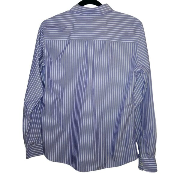Vintage Liz Claiborne Button Up Non Iron Purple White Pinstripe 8 Liz Sport 90s - Picture 2 of 5
